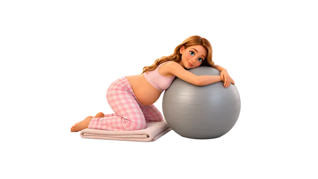 Kneeling over a ball